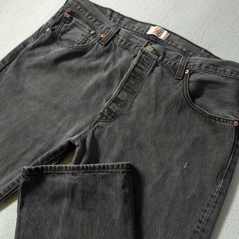 Levi's 501 Jeans Mens 40x32‎ Faded Black Straight Leg Button Fly Denim Pants